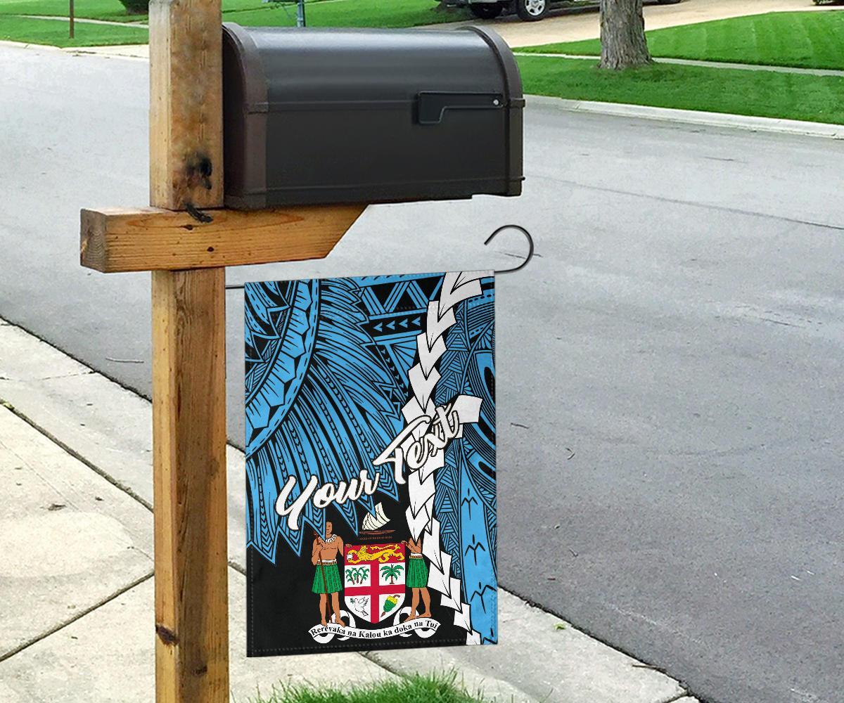 Fiji Polynesian Custom Personalised Flag - Tribal Wave Tattoo Flag Style - Polynesian Pride