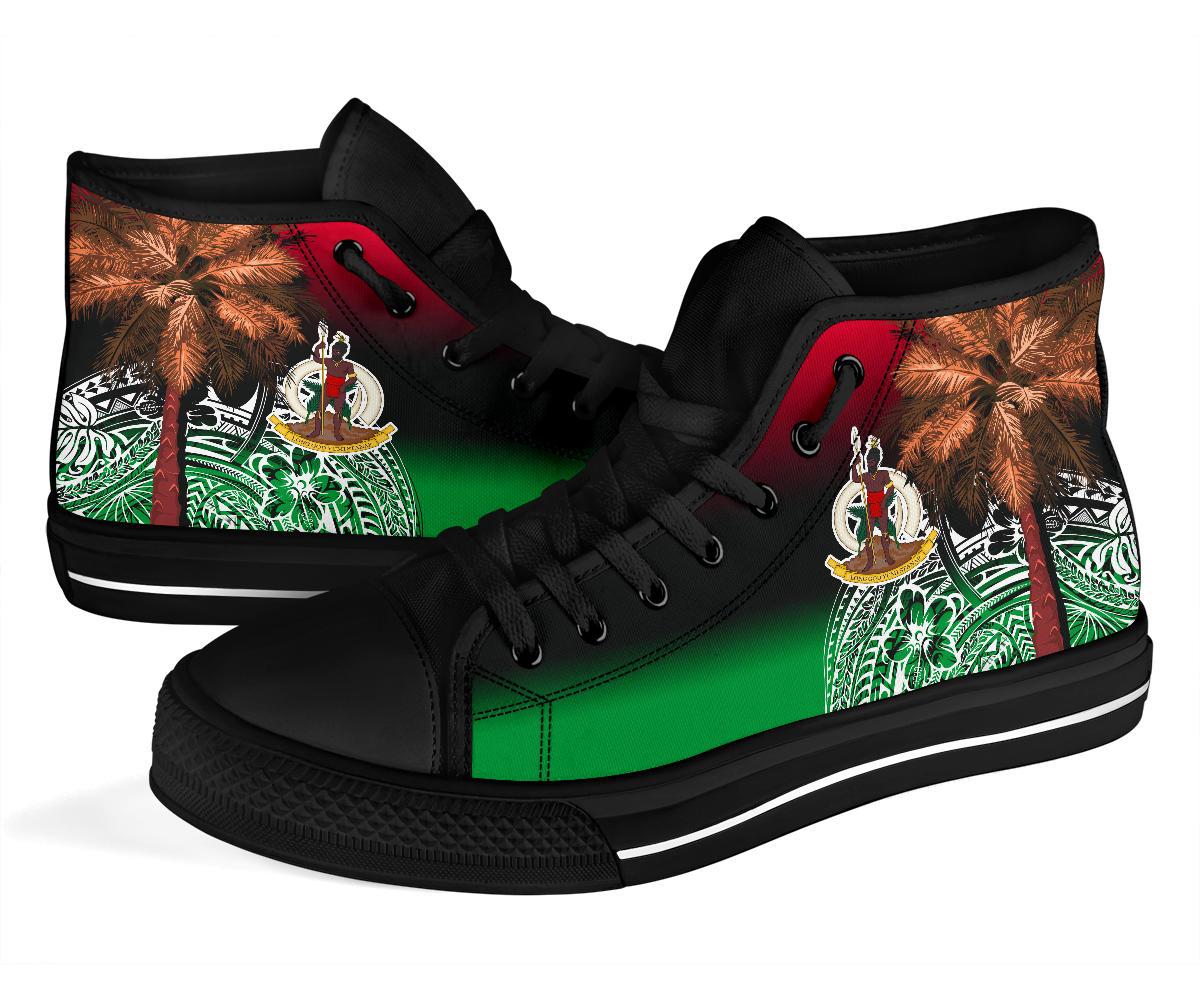 Vanuatu High Top Shoes Polynesian Palm Tree Flag - Polynesian Pride