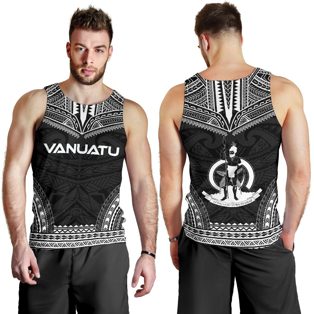 Vanuatu Men's Tank Top - Polynesian Chief Black Version - Polynesian Pride