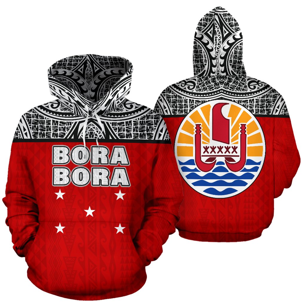 Bora Bora All Over Hoodie Polynesian Style Unisex Red - Polynesian Pride
