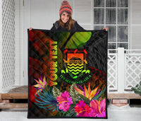 Tuvalu Polynesian Personalised Premium Quilt - Hibiscus and Banana Leaves - Polynesian Pride
