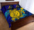 Hawaii Polynesian Quilt Bed Set - Hawaii Yellow Sea Turtle Map & Torquoise Hibiscus - Polynesian Pride