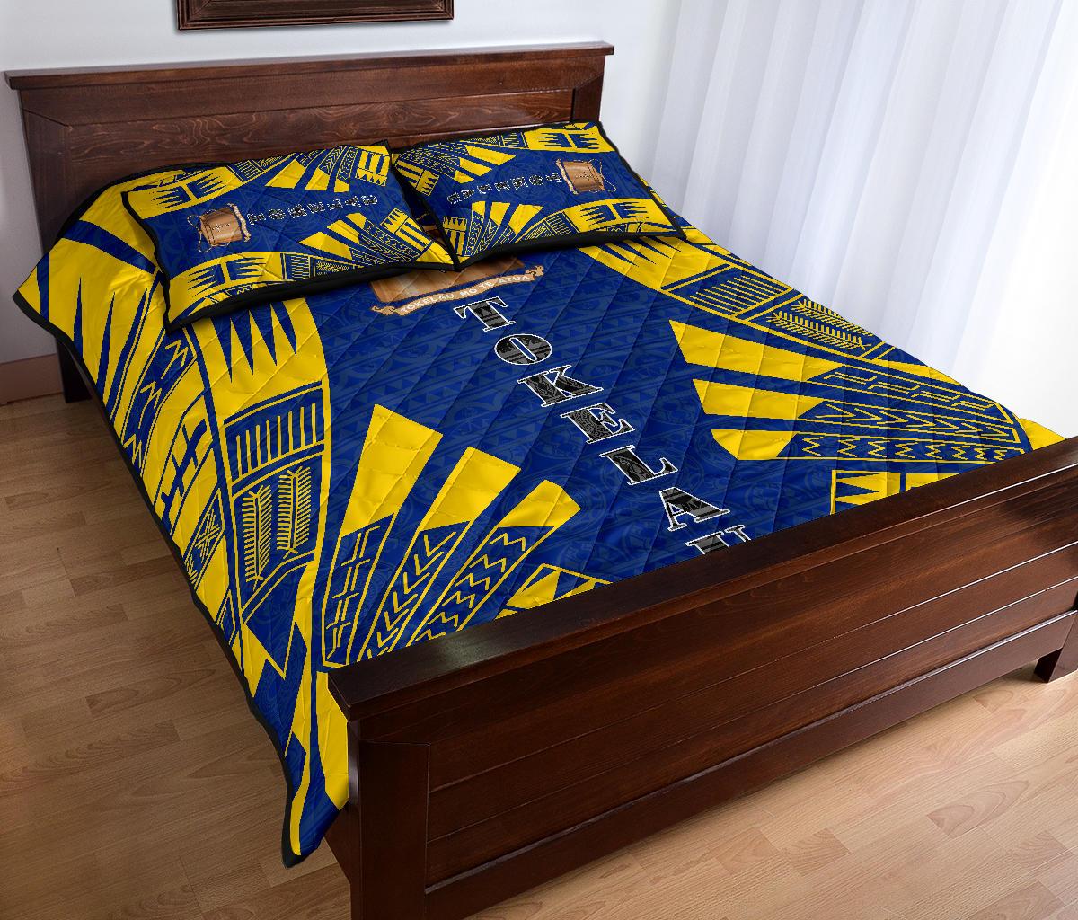 Tokelau Quilt Bed Set - Tokelau Coat Of Arms Yellow Tattoo Style - Polynesian Pride