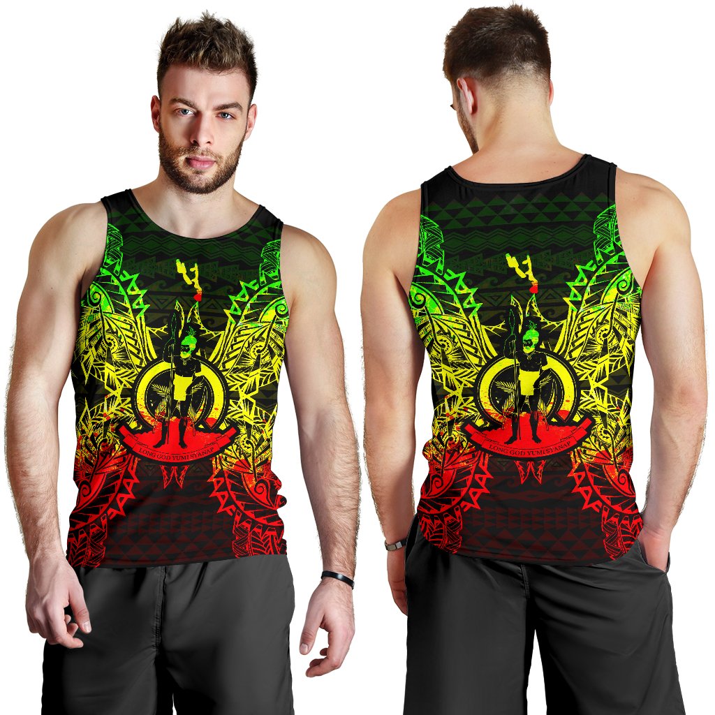 Vanuatu Polynesian Men Tank Top Map Reggae - Polynesian Pride