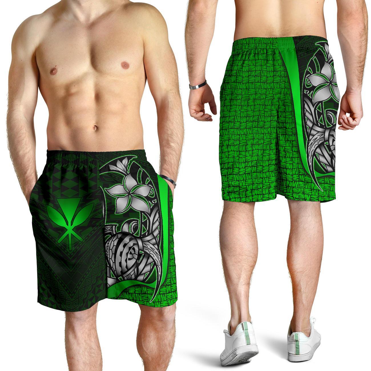 Polynesian Hawaii Men Shorts Green - Turtle with Hook GREEN - Polynesian Pride