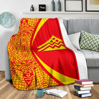 Hawaii Premium Blanket Mauna Kea Polynesian - Circle Style Red And Yellow - Polynesian Pride