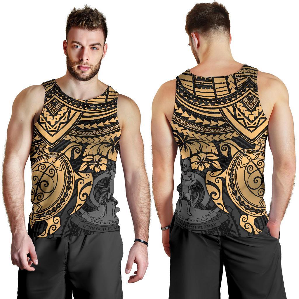 Vanuatu Polynesian Men's Tank Top - Gold Turtle GOLD - Polynesian Pride