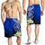 Northern Mariana Islands All Over Print Men's Shorts - Polynesian Plumeria Pattern Blue - Polynesian Pride