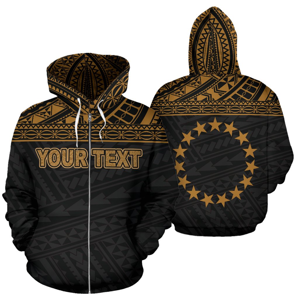 Cook Islands Polynesian Custom Zip up Hoodie Horizontal Gold Unisex Gold - Polynesian Pride