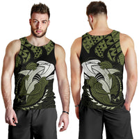 Hawaii Polynesian Aumakua Hammerhead Shark T Shirt Cloud Style Green Military - Polynesian Pride