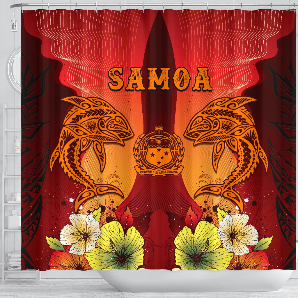 Samoa Shower Curtains - Tribal Tuna Fish - Polynesian Pride