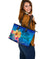 Hawaii Leather Tote Bag Hibiscus Plumeria Polynesian Blue AH - Polynesian Pride