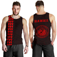 Hawaii Kakau Polynesian Coat Of Arms Men's Tank Top - Red Red - Polynesian Pride