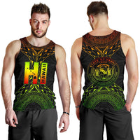 Hawaii Map Polynesian Men's Tank Top - Reggae Color Version Black - Polynesian Pride