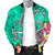 Hawaii Men's Bomber Jacket - Turtle Plumeria Polynesian Tattoo Turquoise Color - Polynesian Pride