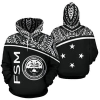 Federated States of Micronesia All Over Hoodie Micronesia Curve Black Style Unisex Black - Polynesian Pride