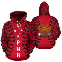 Papua New Guinea All Over Hoodie Polynesian New Tattoo Unisex Red - Polynesian Pride