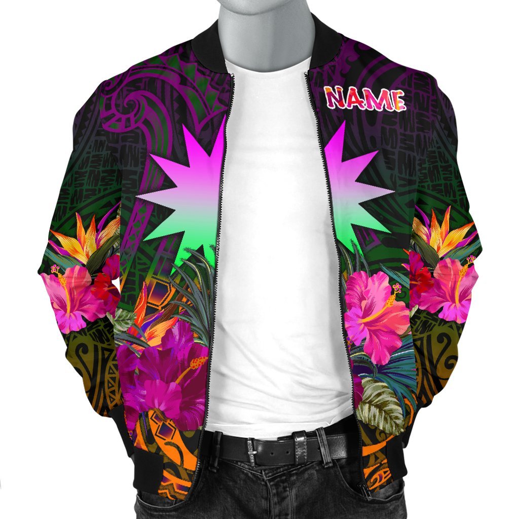Nauru Personalised Men's Bomber Jacket - Summer Hibiscus - Polynesian Pride