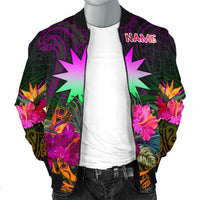 Nauru Personalised Men's Bomber Jacket - Summer Hibiscus - Polynesian Pride