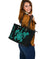 Personalized - Hawaii Kakau Polynesian Ohana Turtle Map Large Leather Tote - Turquoise - Polynesian Pride