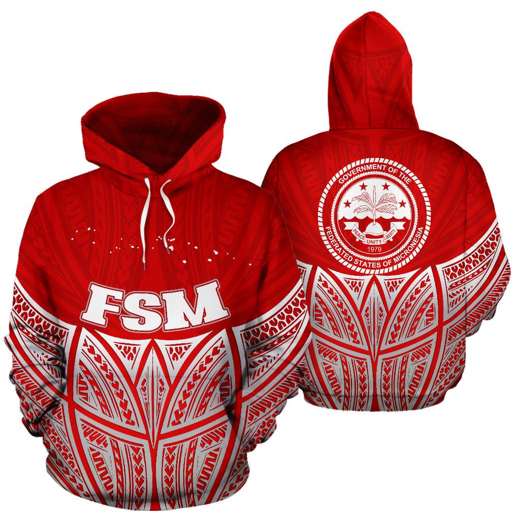 Federated States of Micronesia Polynesian Hoodie Red Pride Map nd Seal Unisex Red - Polynesian Pride