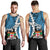 Fiji Polynesian Custom Personalised Men's Tank Top - Tribal Wave Tattoo Flag Style Blue - Polynesian Pride