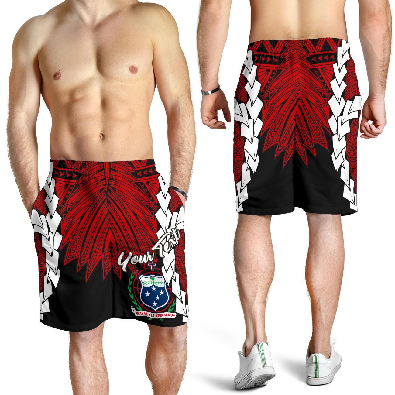 Samoa Polynesian Custom Personalised Men's Shorts - Tribal Wave Tattoo Flag Color Red - Polynesian Pride