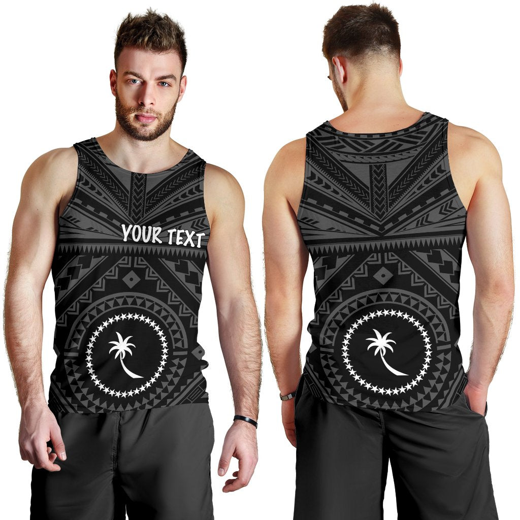 Chuuk Custom Personalised Men's Tank Top - Chuuk Seal With Polynesian Tattoo Style ( Black) - Polynesian Pride