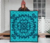 Hawaiian Quilt Turtle Pattern New Blue Premium Quilt - Skin Style - AH - Polynesian Pride