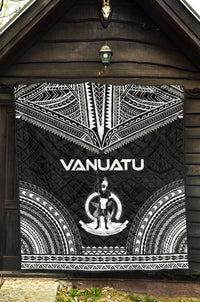 Vanuatu Premium Quilt - Vanuatu Coat Of Arms Polynesian Chief Black Version - Polynesian Pride