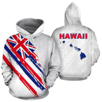 Hawaii Map Polynesian Hoodie Unisex White - Polynesian Pride