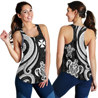 Wallis and Futuna Women's Racerback Tank - White Tentacle Turtle - Polynesian Pride