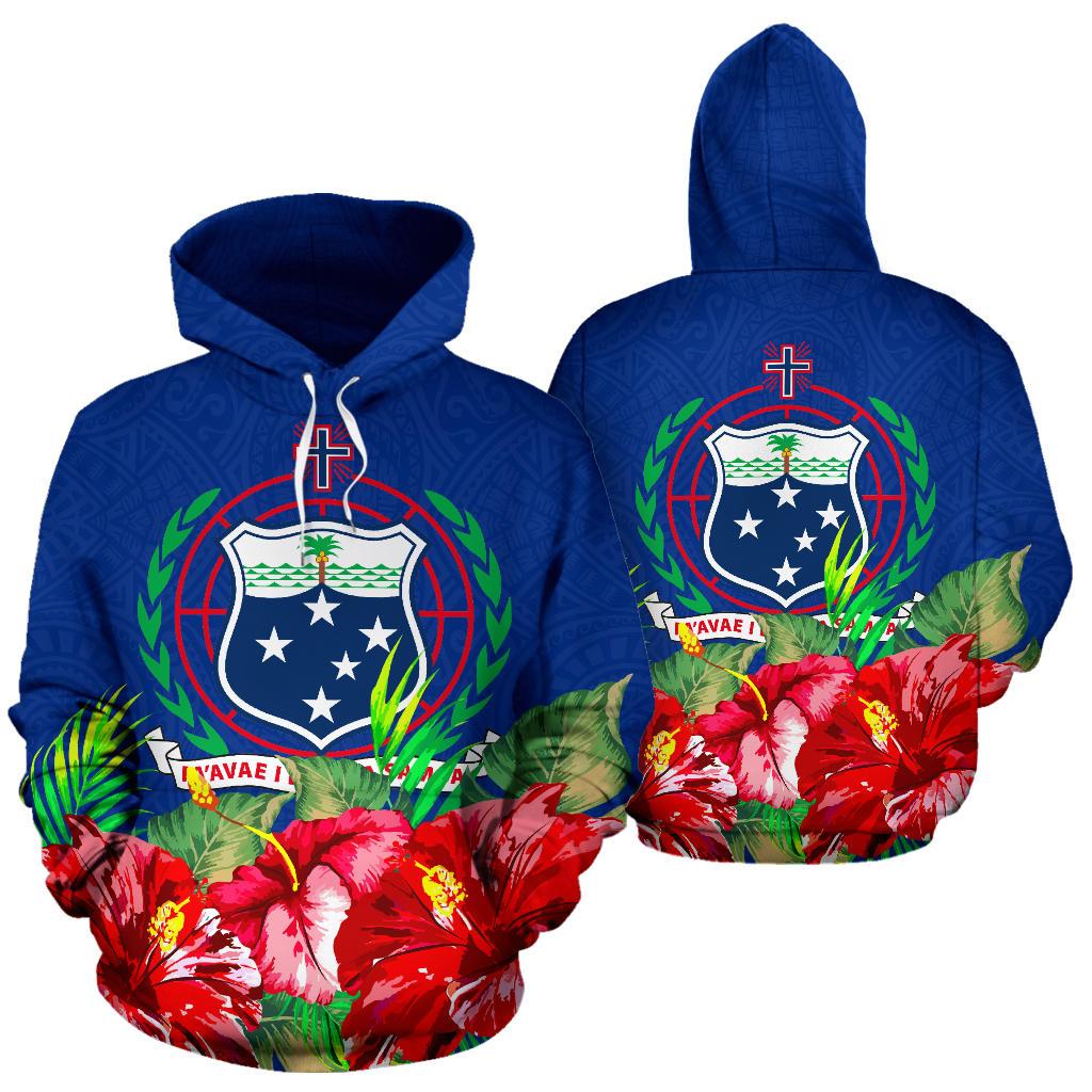 Samoa Polynesian Hoodie Flag Hibiscus Unisex Blue - Polynesian Pride