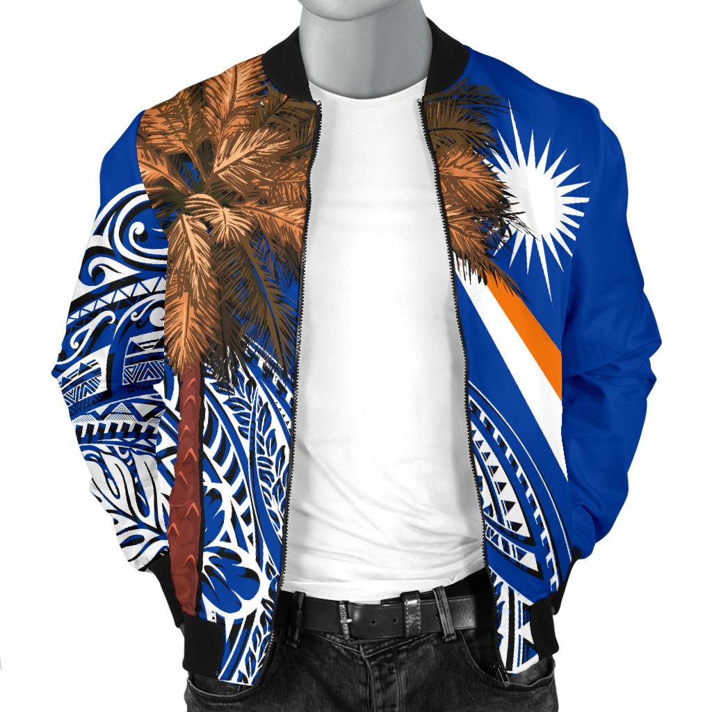 Mashall Islands Polynesian Men's Bomber Jacket - Palm Tree - Polynesian Pride