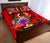 Vanuatu Polynesian Custom Personalised Quilt Bed Set - Floral With Seal Red - Polynesian Pride