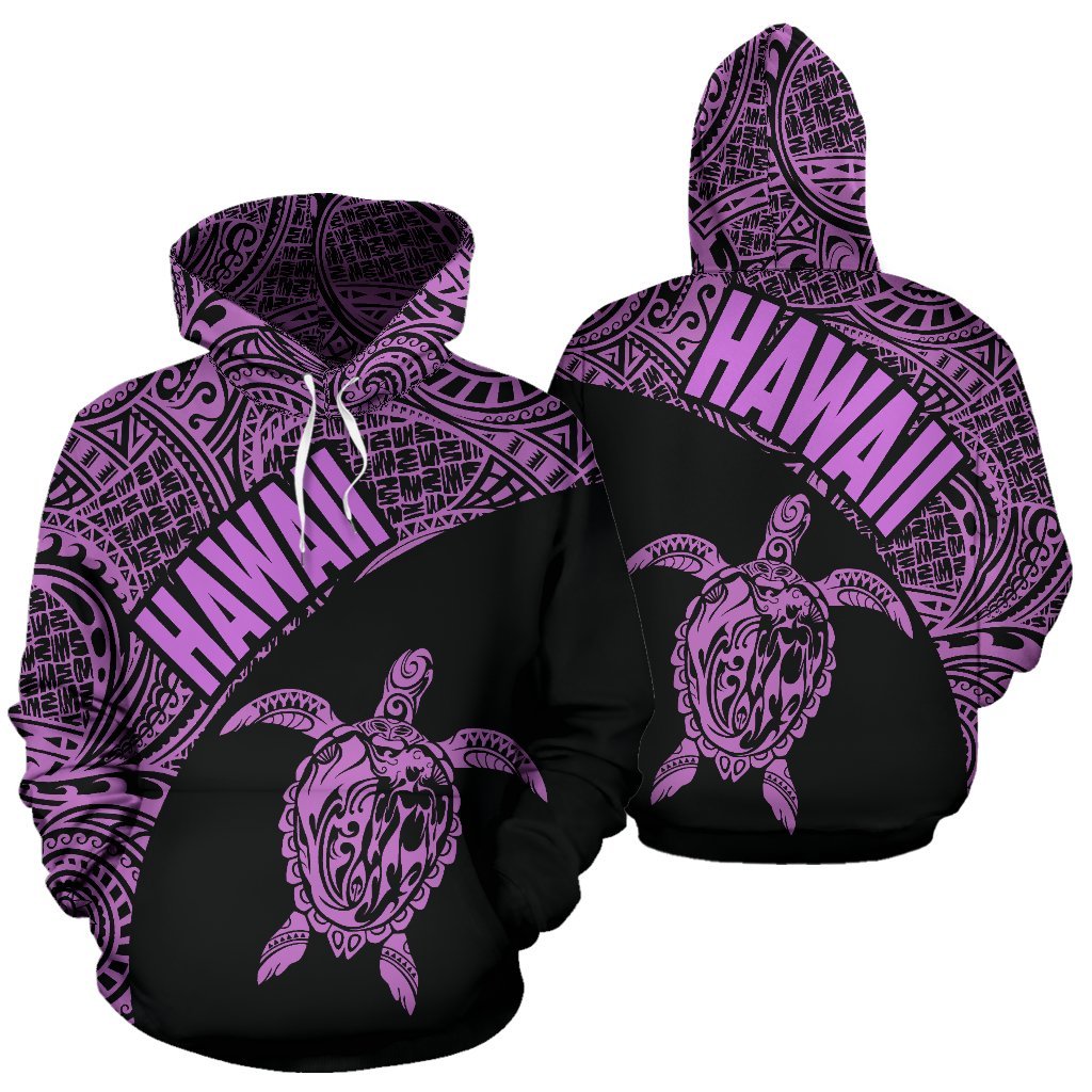 Hawaii Hoodie Turtle Mermaid Polynesian Tattoo Purple Version Unisex Purple - Polynesian Pride