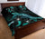 Tuvalu Polynesian Quilt Bed Set - Turtle With Blooming Hibiscus Turquoise - Polynesian Pride