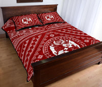 Tonga Quilt Bed Set - Tonga Seal With Polynesian Tattoo Style (Red) - Polynesian Pride