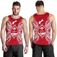 Guam Polynesian Men Tank Top Map Red White - Polynesian Pride