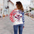 Hawaiian Kanaka Women's Off Shoulder Sweater Flag Nation Demodern White AH - Polynesian Pride