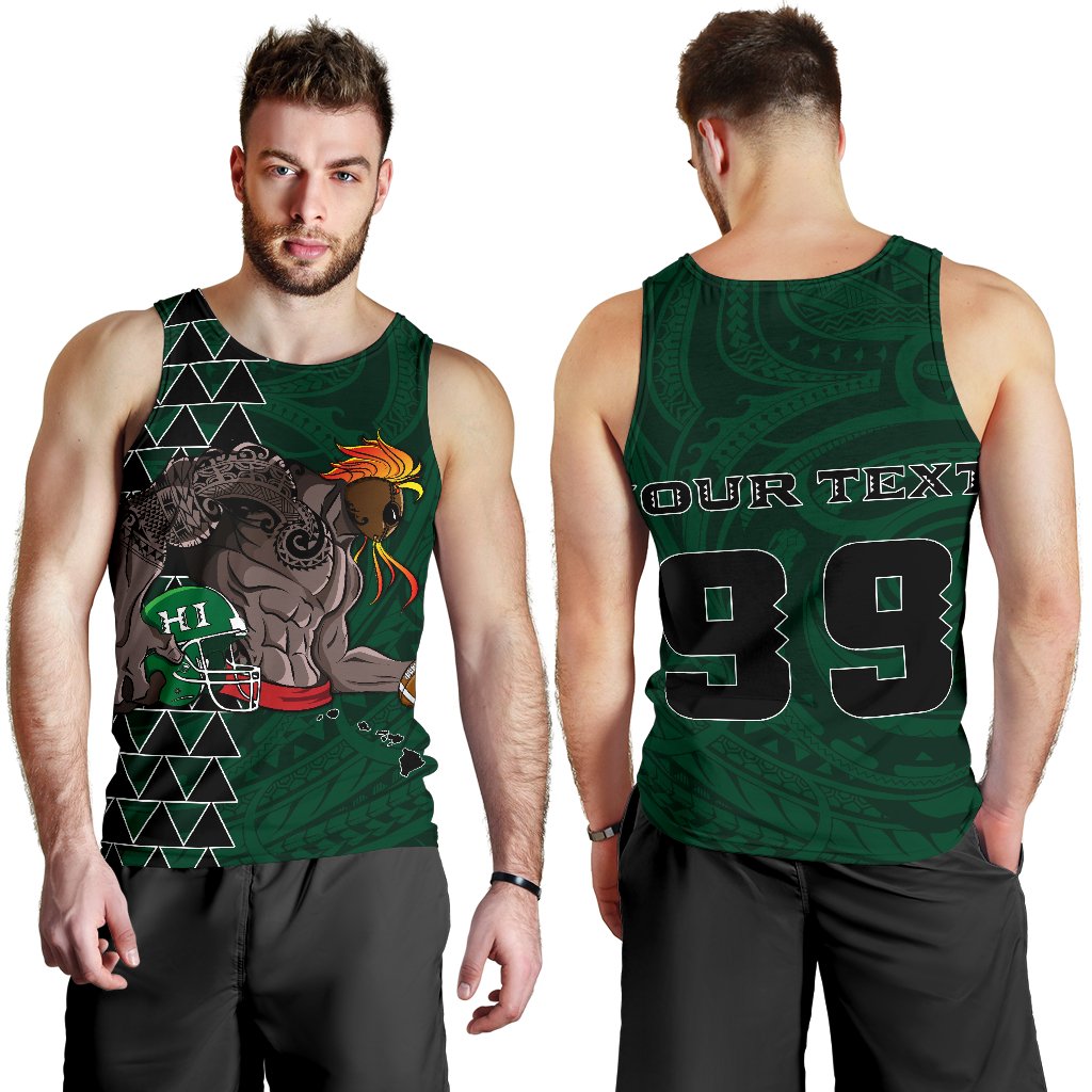 Kakau Hawaii Warrior Football Men's Tank Top AH Green - Polynesian Pride