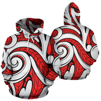 Hawaii Hoodie Polynesian Maori Ethnic Ornament Red Pullover - Polynesian Pride