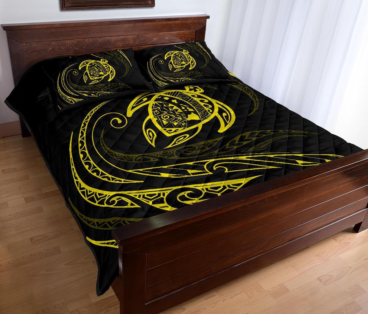 Hawaii Turtle Quilt Bed Set - Yellow - Frida Style - Polynesian Pride