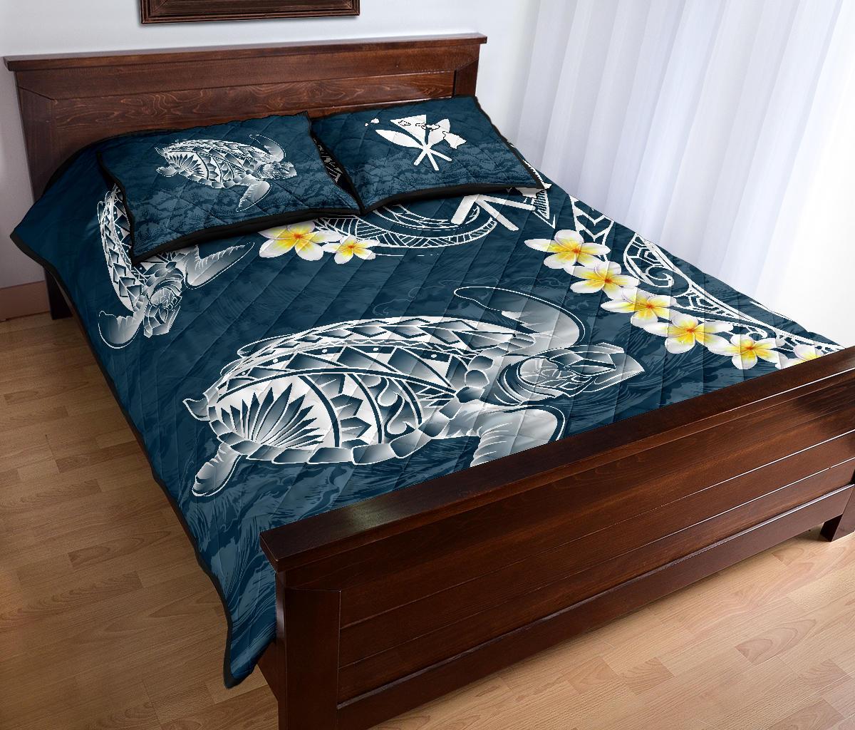 Hawaii Turtle Plumeria Polynesian Quilt Bed Set - Sease Style - Polynesian Pride
