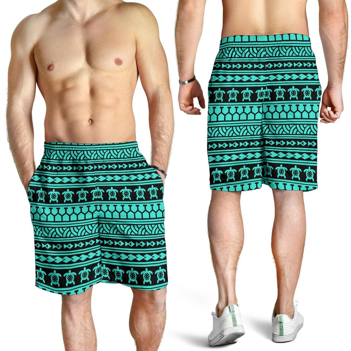 Polynesian Tattoo Tribal Turquoise Men's Short - Polynesian Pride