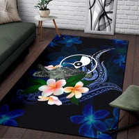 Yap Micronesia Area Rug - Turtle With Plumeria Flowers - Polynesian Pride