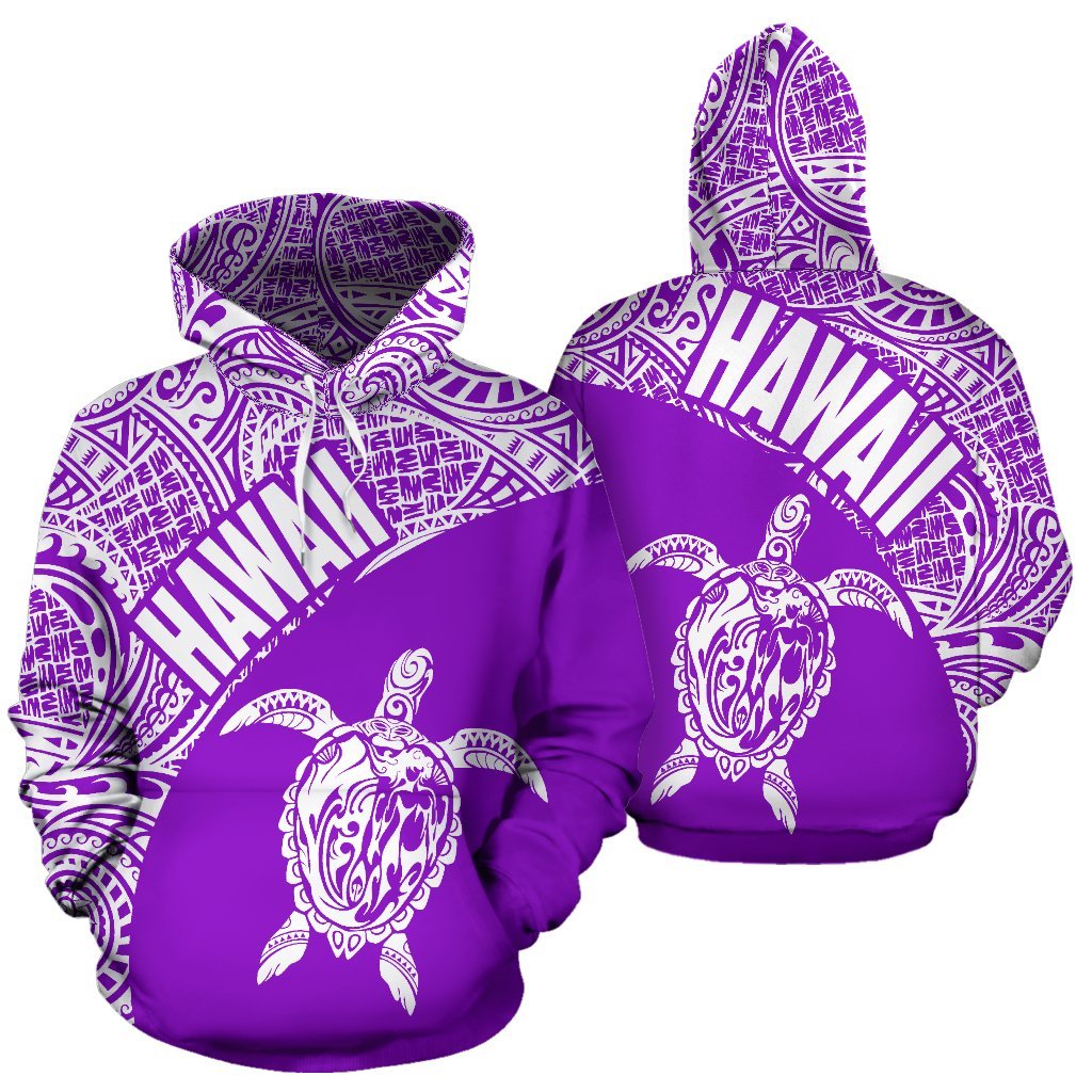 Hawaii Hoodie Turtle Mermaid Polynesian Tattoo White Purple Version Unisex White & Purple - Polynesian Pride