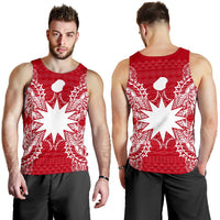 Nauru Polynesian Men Tank Top Map Red White - Polynesian Pride