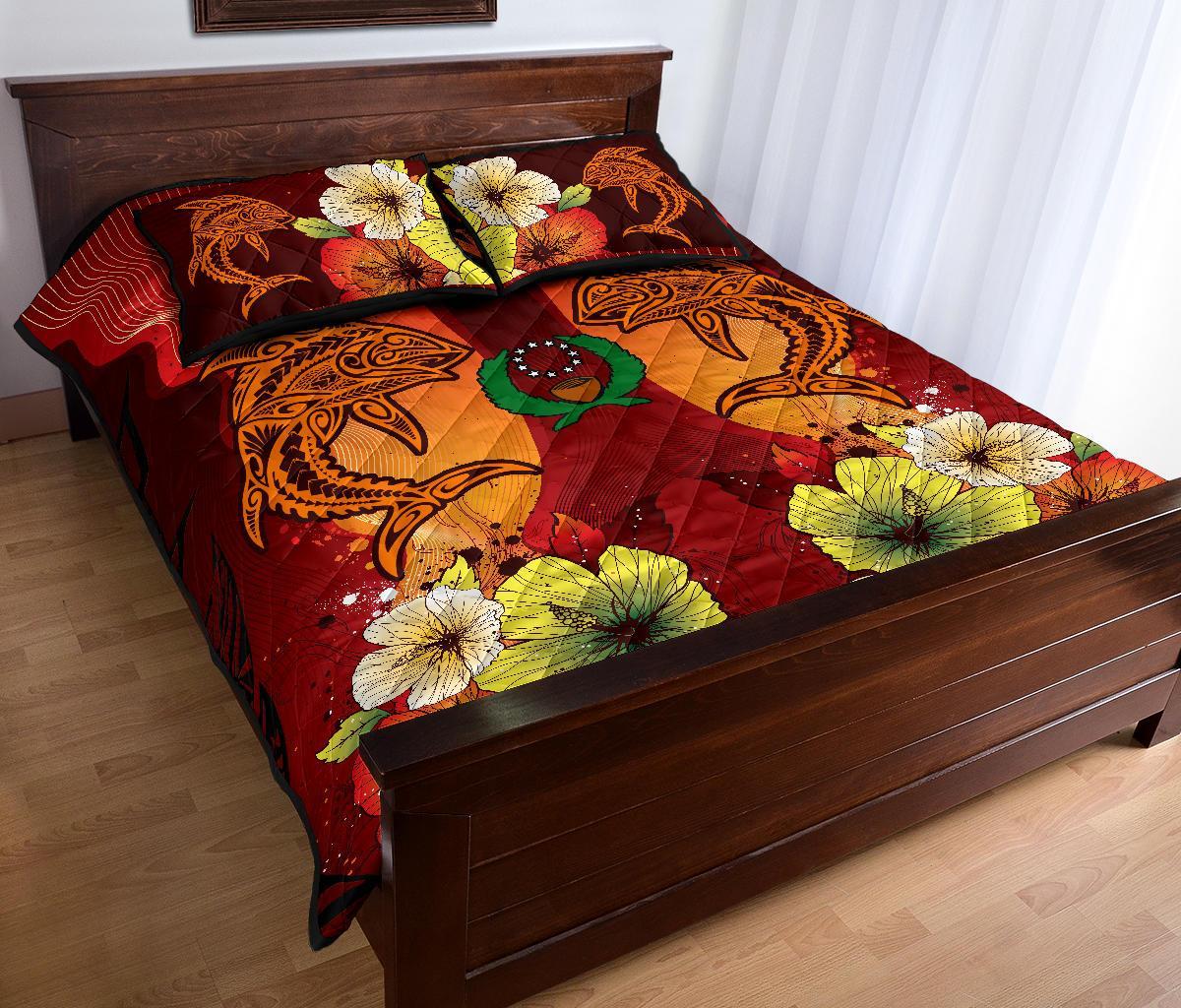 Pohnpei Quilt Bed Sets - Tribal Tuna Fish Black - Polynesian Pride