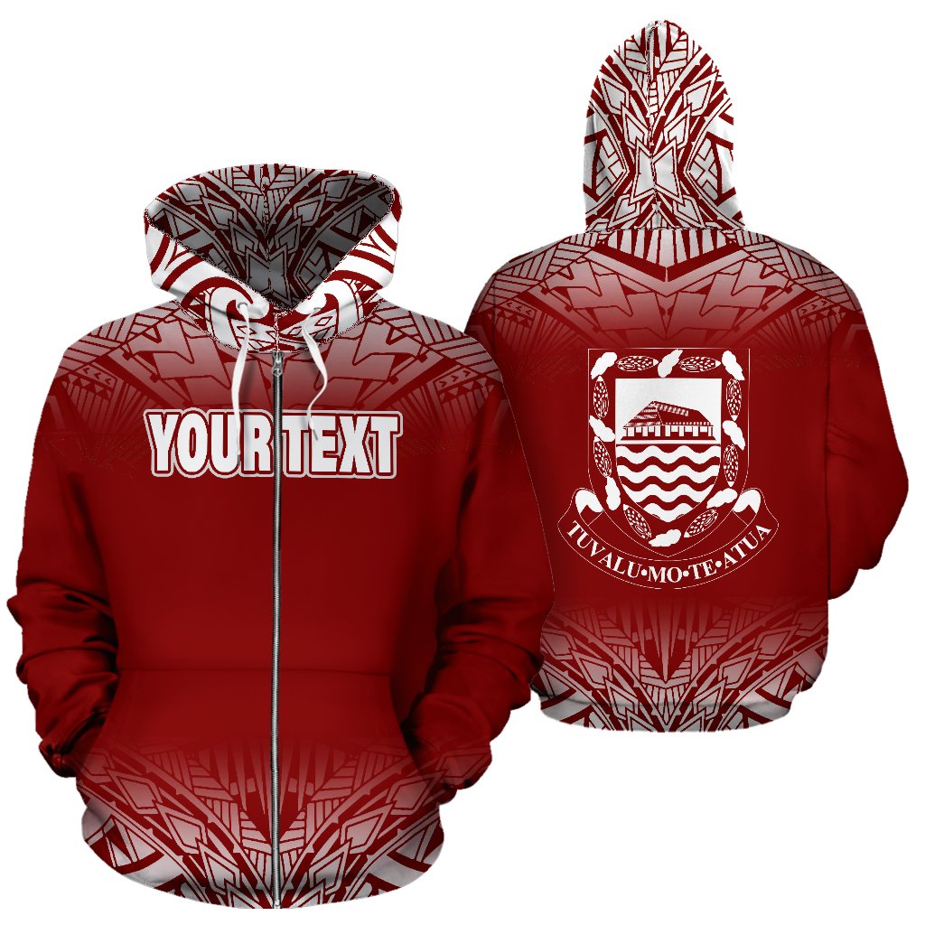 Tuvalu Custom All Over Zip up Hoodie Fog Red Unisex Red - Polynesian Pride